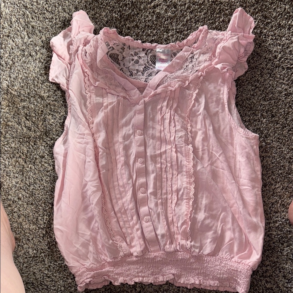 Pink Lace Trimmed Sleeveless Top